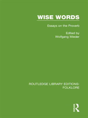 cover image of Wise Words (RLE Folklore)
